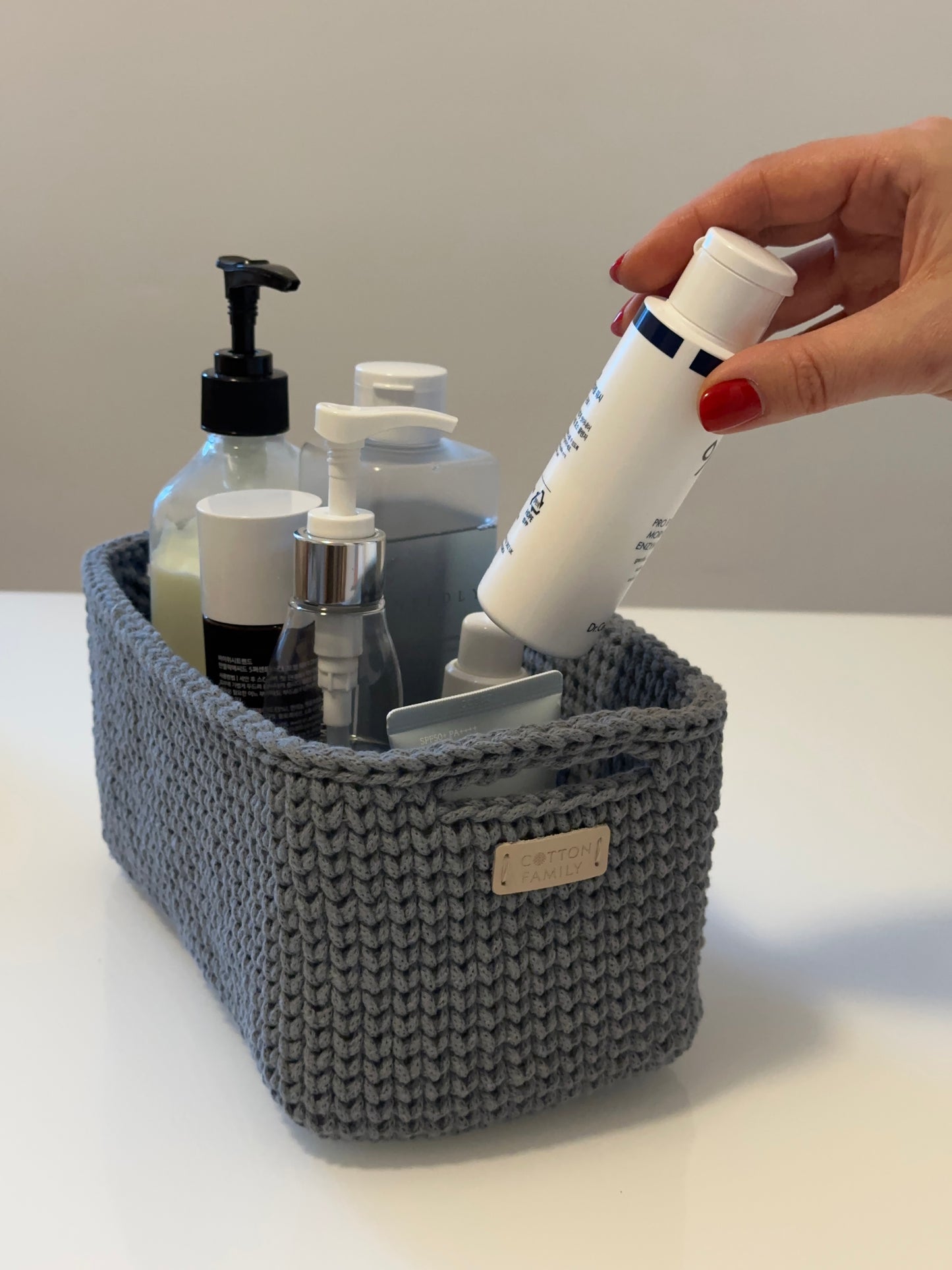 QUAD BOX Set — Steel | Handcrafted Cotton-Cord Bathroom & Home Organizers