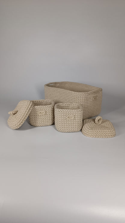 QUAD BOX Set — Beige | Natural Cotton Home Storage