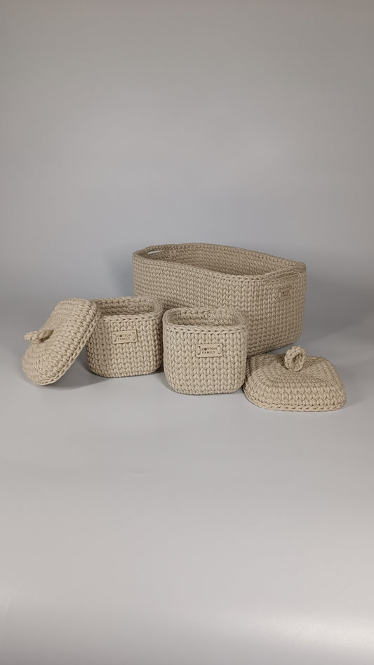 QUAD BOX Set — Beige | Natural Cotton Home Storage