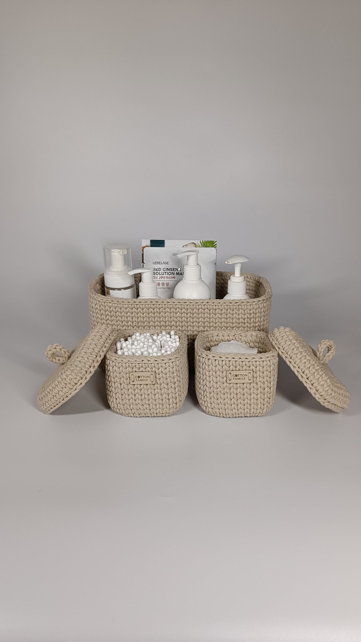 QUAD BOX Set — Beige | Natural Cotton Home Storage