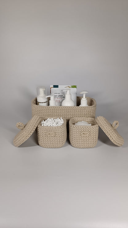 QUAD BOX Set — Beige | Natural Cotton Home Storage