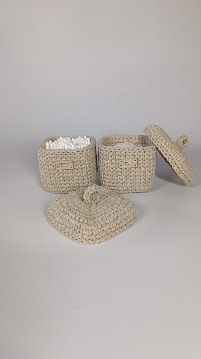 QUAD BOX Set — Beige | Natural Cotton Home Storage