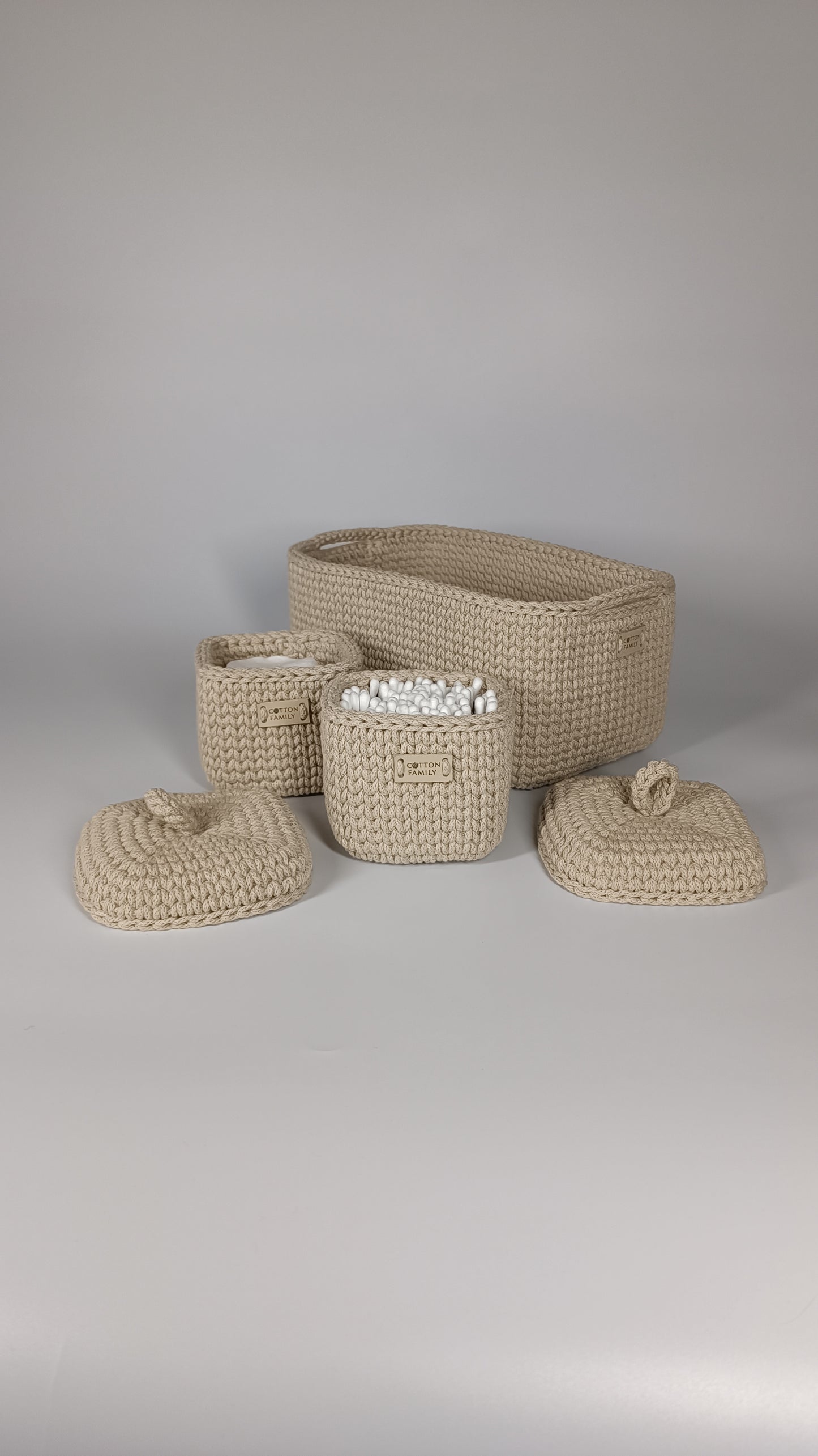 QUAD BOX Set — Beige | Natural Cotton Home Storage