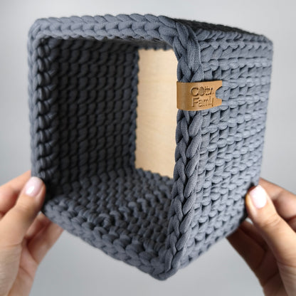 CUBE Wood Basket — Slate