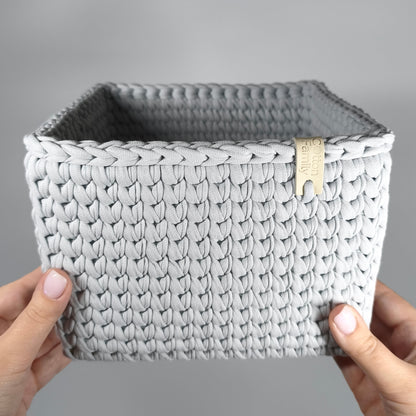 CUBE Wood Basket — Silver Blue