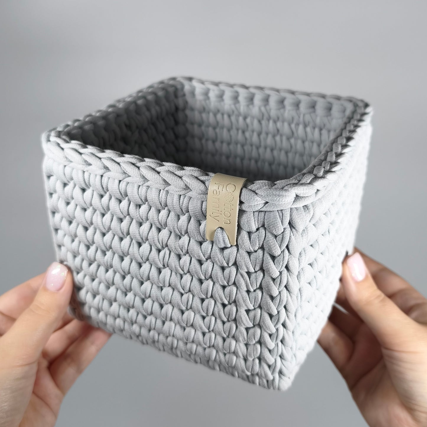 CUBE Wood Basket — Silver Blue