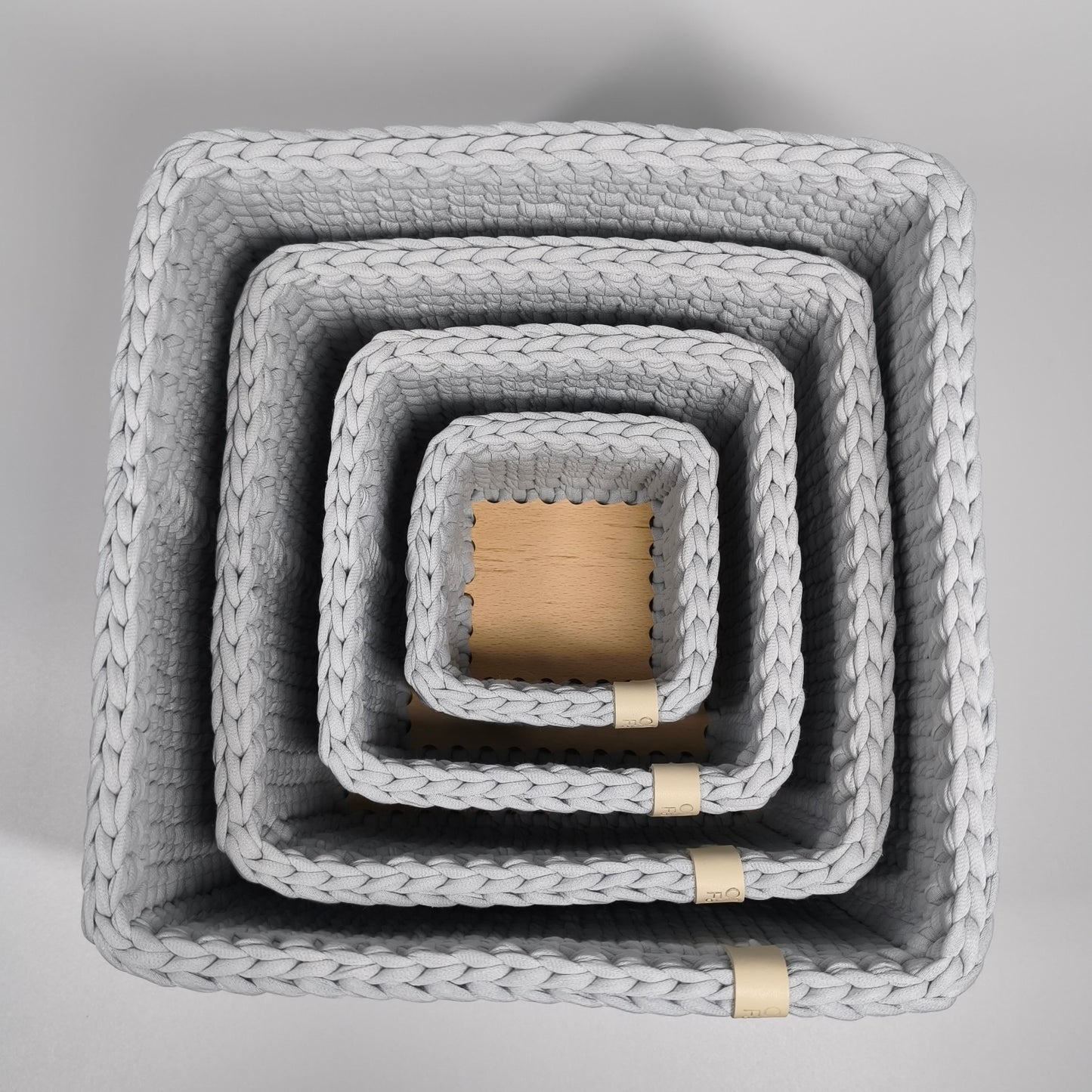 CUBE Wood Basket — Silver Blue
