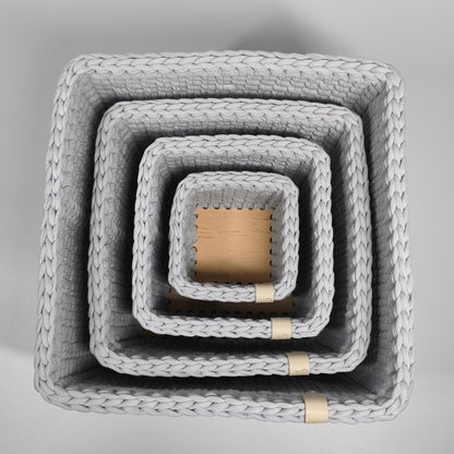 CUBE Wood Basket — Silver Blue