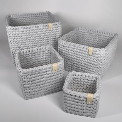 CUBE Wood Basket — Silver Blue