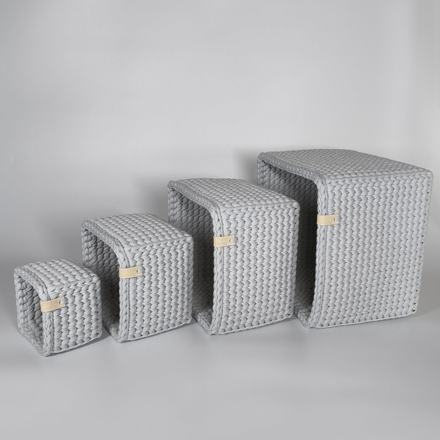 CUBE Wood Basket — Silver Blue