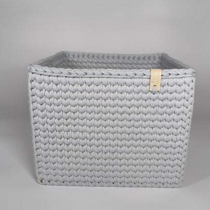 CUBE Wood Basket — Silver Blue