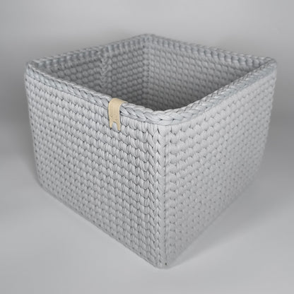 CUBE Wood Basket — Silver Blue