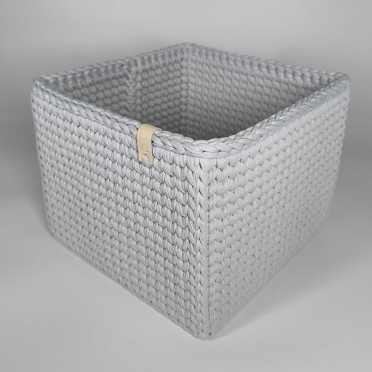 CUBE Wood Basket — Silver Blue