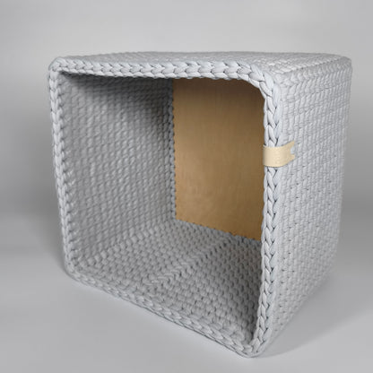 CUBE Wood Basket — Silver Blue