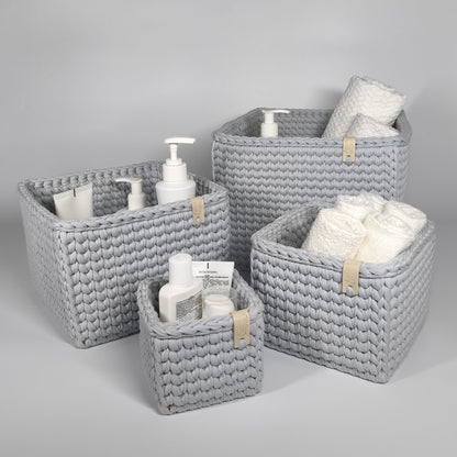 CUBE Wood Basket — Silver Blue