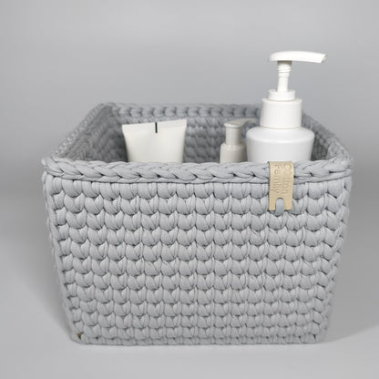 CUBE Wood Basket — Silver Blue