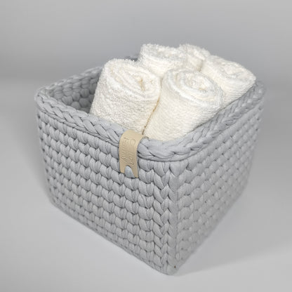 CUBE Wood Basket — Silver Blue