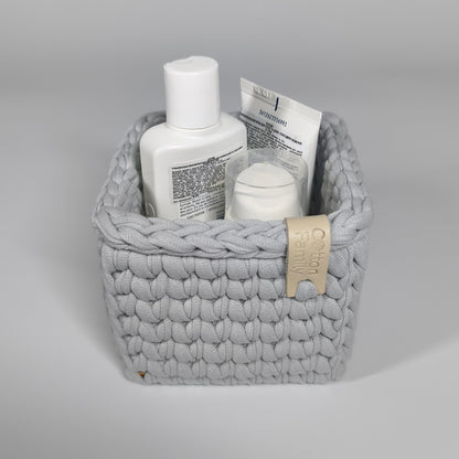 CUBE Wood Basket — Silver Blue