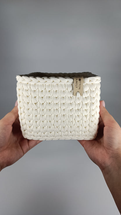 CUBE Set — Milk | Handmade Crochet Storage Baskets (Set of 3)