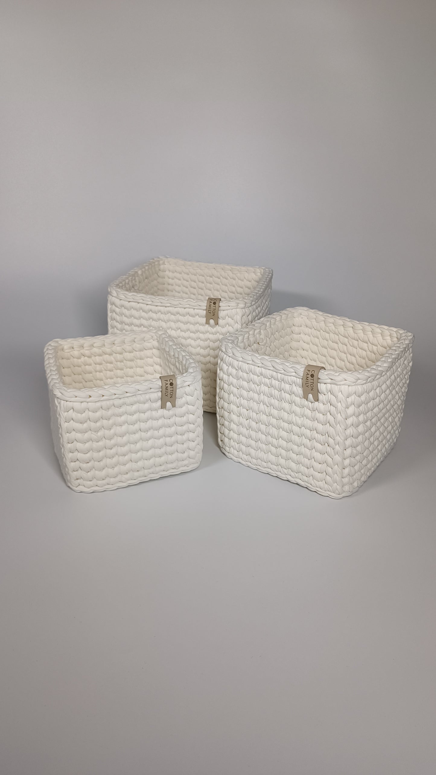 CUBE Set — Milk | Handmade Crochet Storage Baskets (Set of 3)