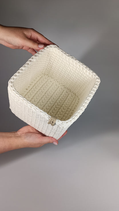 CUBE Set — Milk | Handmade Crochet Storage Baskets (Set of 3)
