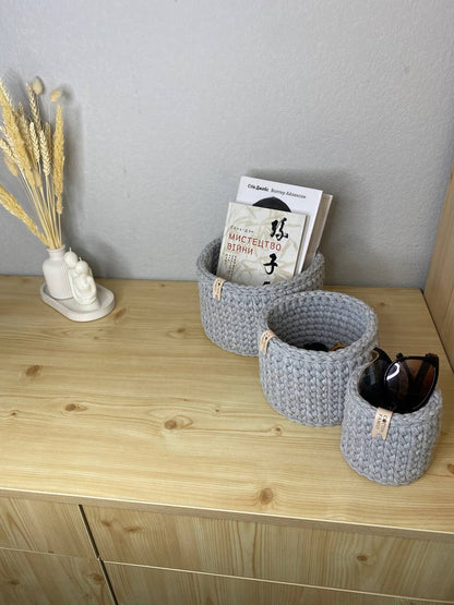 "CLASSIC"  Set of 3 Round Organizer Baskets