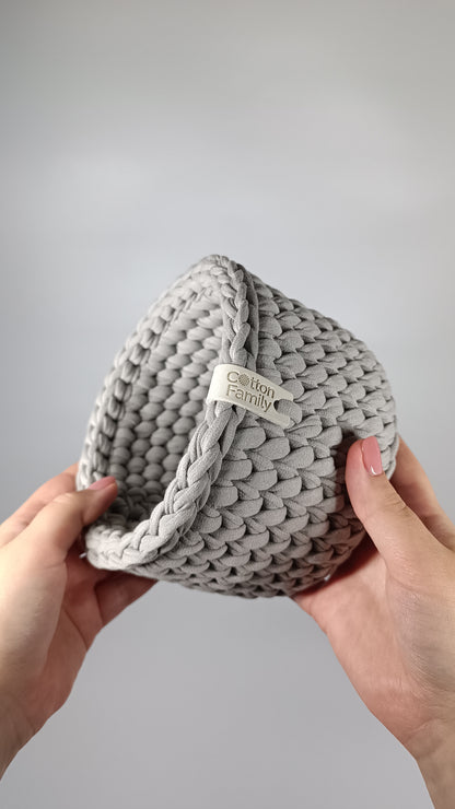 CLASSIC Set — Warm Gray | Handmade Round Crochet Storage Baskets (Set of 3)