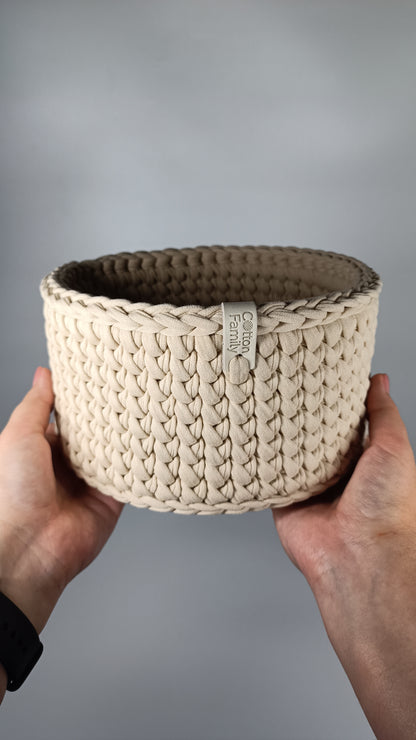 CLASSIC Set — Beige Powder | Handmade Round Crochet Storage Baskets (Set of 3)