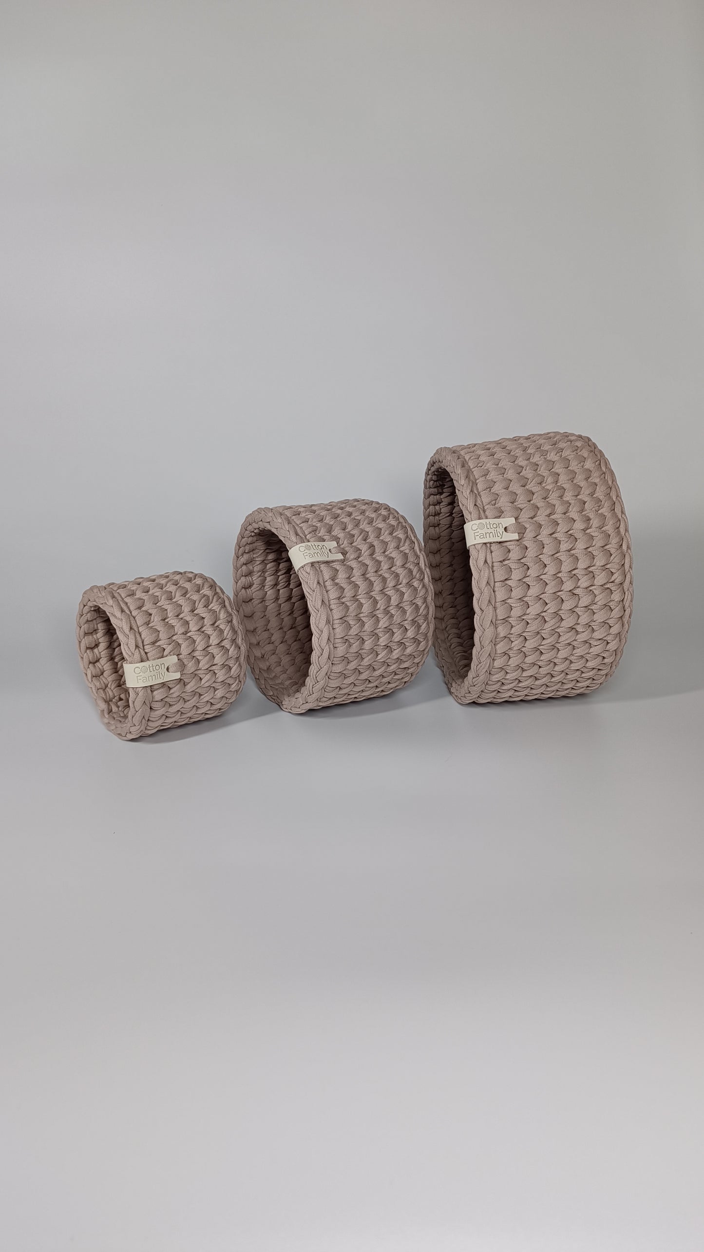 CLASSIC Set — French Gray | Handmade Round Crochet Storage Baskets (Set of 3)