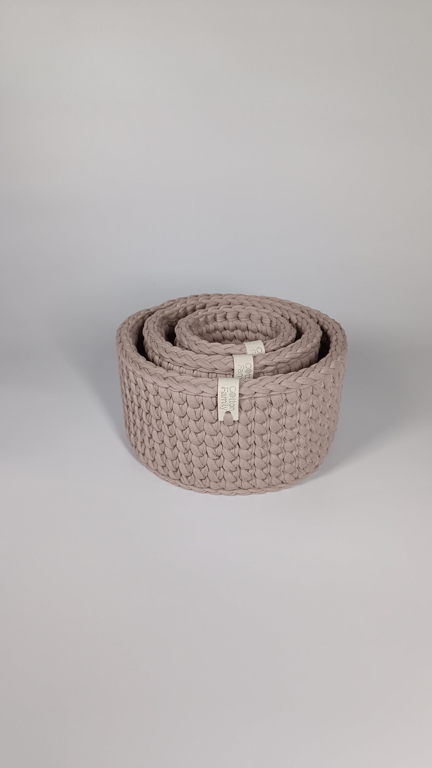 CLASSIC Set — French Gray | Handmade Round Crochet Storage Baskets (Set of 3)