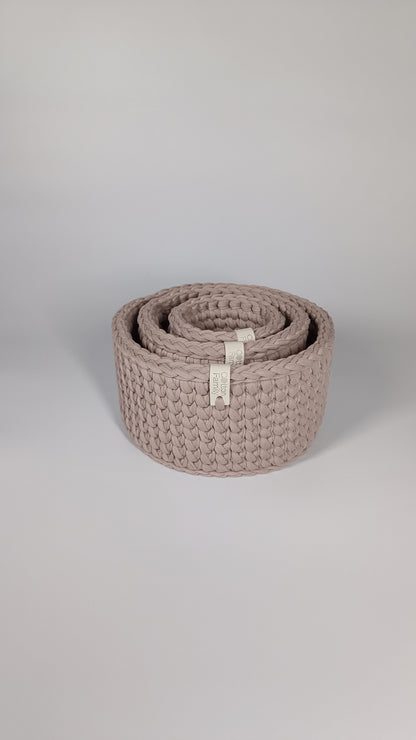 CLASSIC Set — French Gray | Handmade Round Crochet Storage Baskets (Set of 3)