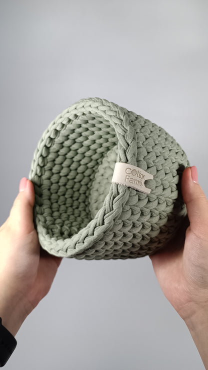 CLASSIC Set — Sage Mist | Handmade Round Crochet Storage Baskets (Set of 3)