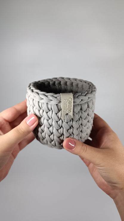 CLASSIC Set — Warm Gray | Handmade Round Crochet Storage Baskets (Set of 3)