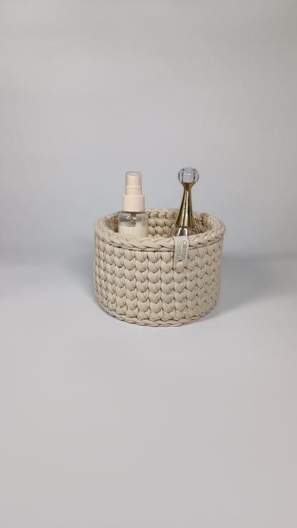 CLASSIC Set — Beige Powder | Handmade Round Crochet Storage Baskets (Set of 3)