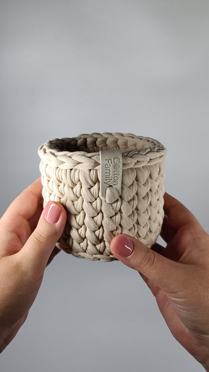 CLASSIC Set — Beige Powder | Handmade Round Crochet Storage Baskets (Set of 3)