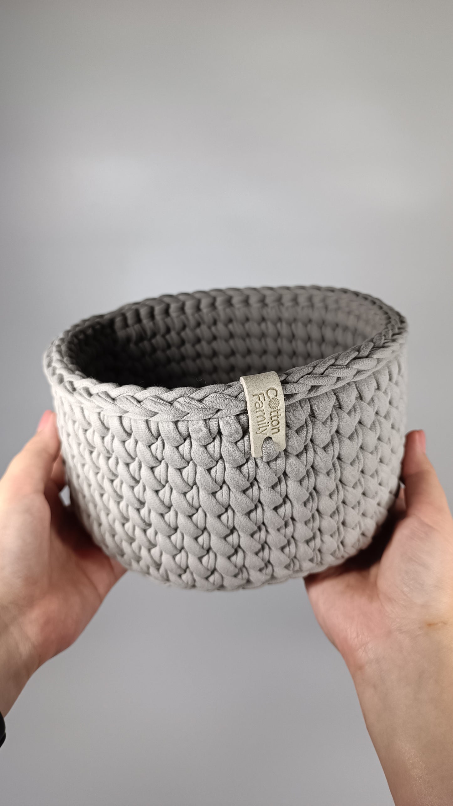 CLASSIC Set — Warm Gray | Handmade Round Crochet Storage Baskets (Set of 3)