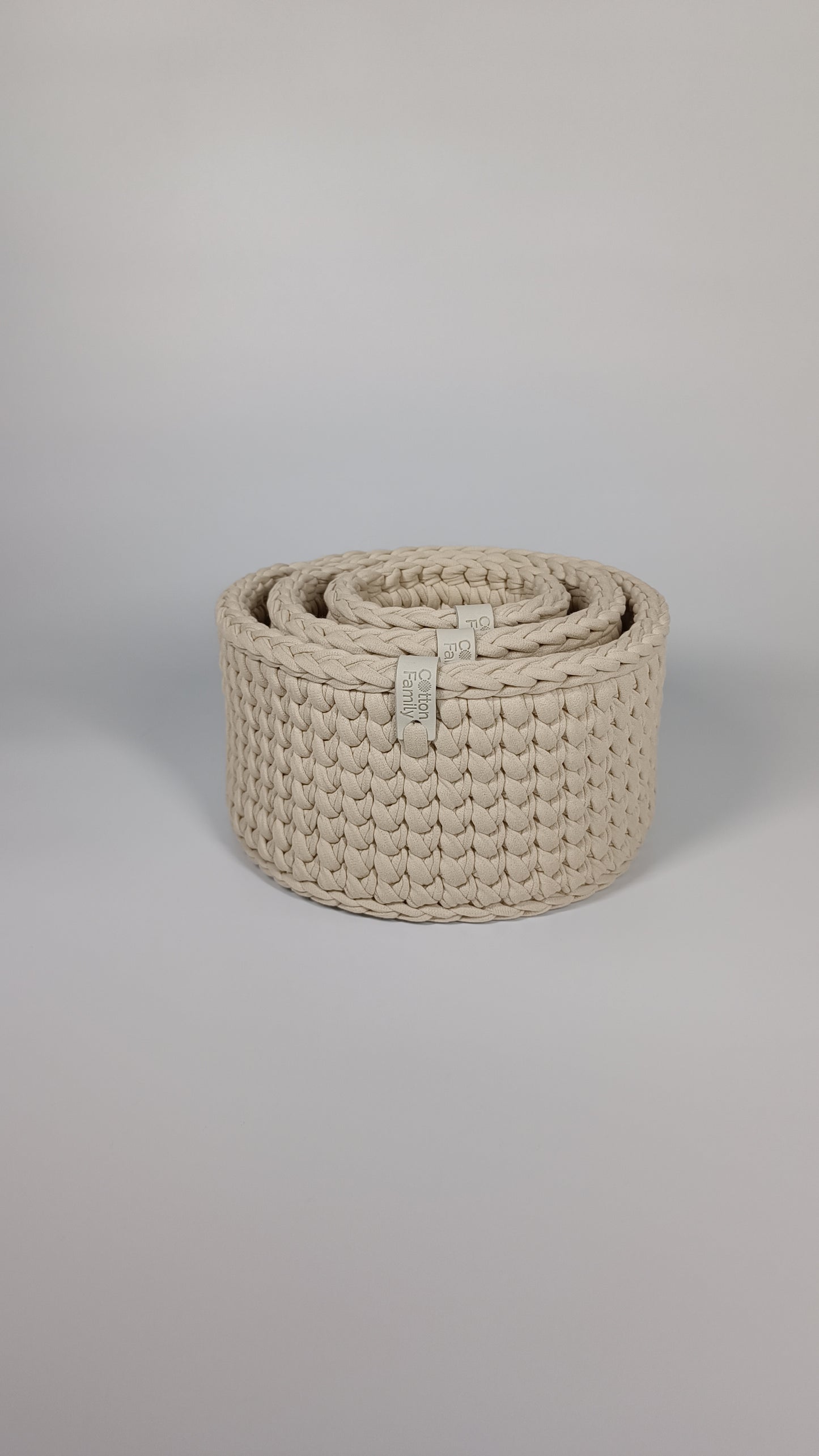 CLASSIC Set — Beige Powder | Handmade Round Crochet Storage Baskets (Set of 3)