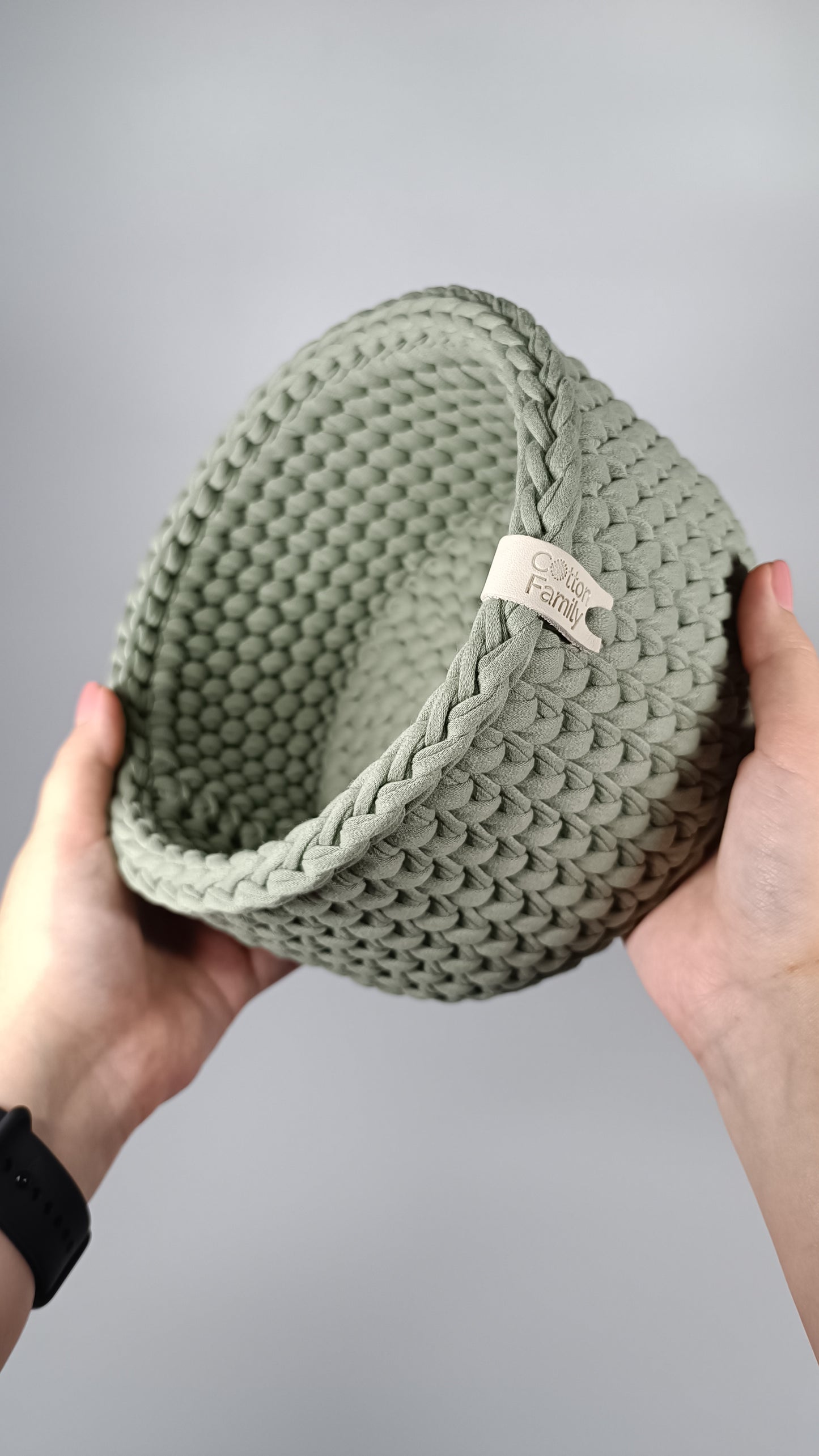 CLASSIC Set — Sage Mist | Handmade Round Crochet Storage Baskets (Set of 3)