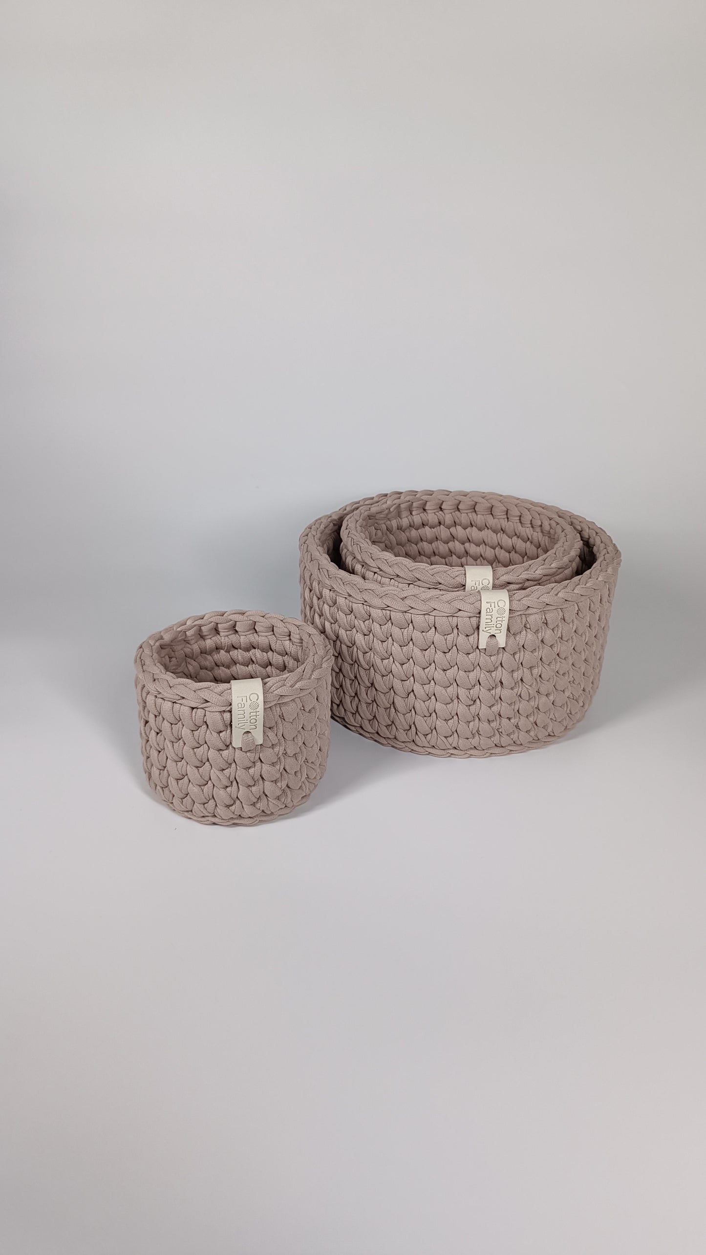 CLASSIC Set — French Gray | Handmade Round Crochet Storage Baskets (Set of 3)