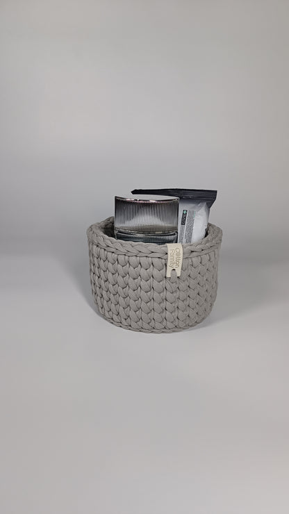 CLASSIC Set — Warm Gray | Handmade Round Crochet Storage Baskets (Set of 3)