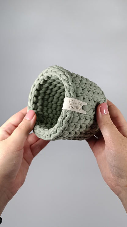 CLASSIC Set — Sage Mist | Handmade Round Crochet Storage Baskets (Set of 3)