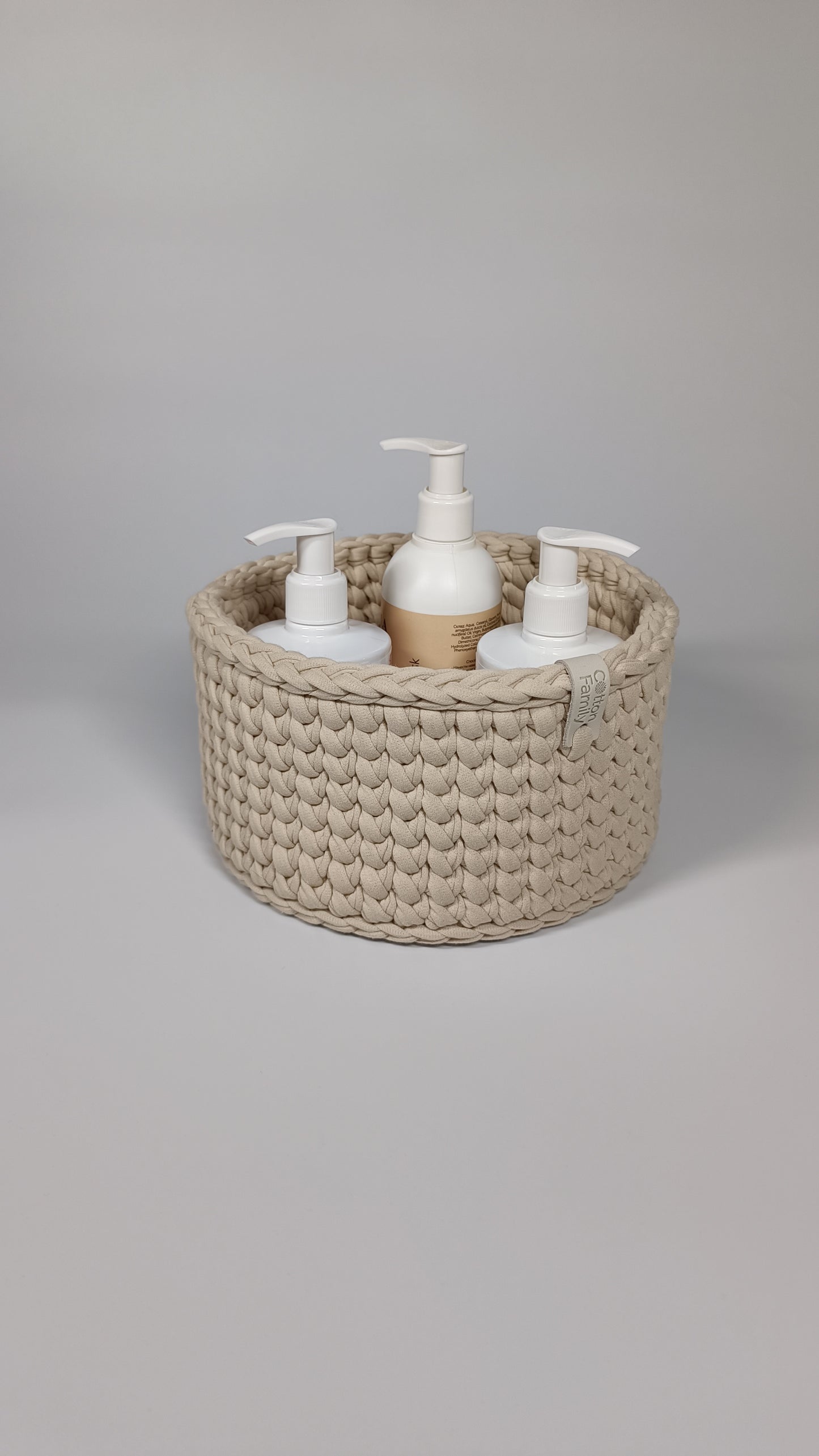 CLASSIC Set — Beige Powder | Handmade Round Crochet Storage Baskets (Set of 3)