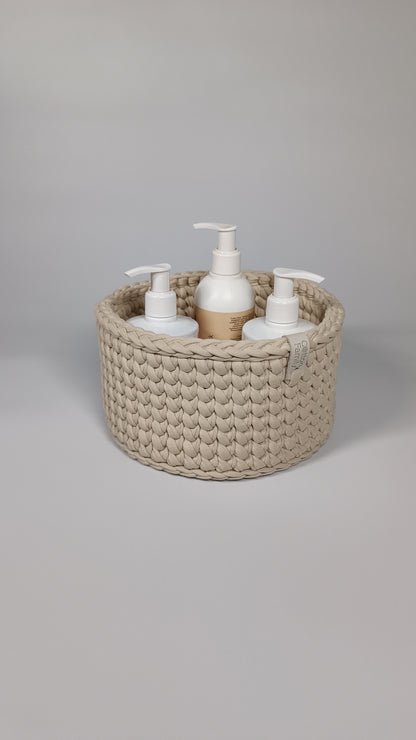 CLASSIC Set — Beige Powder | Handmade Round Crochet Storage Baskets (Set of 3)