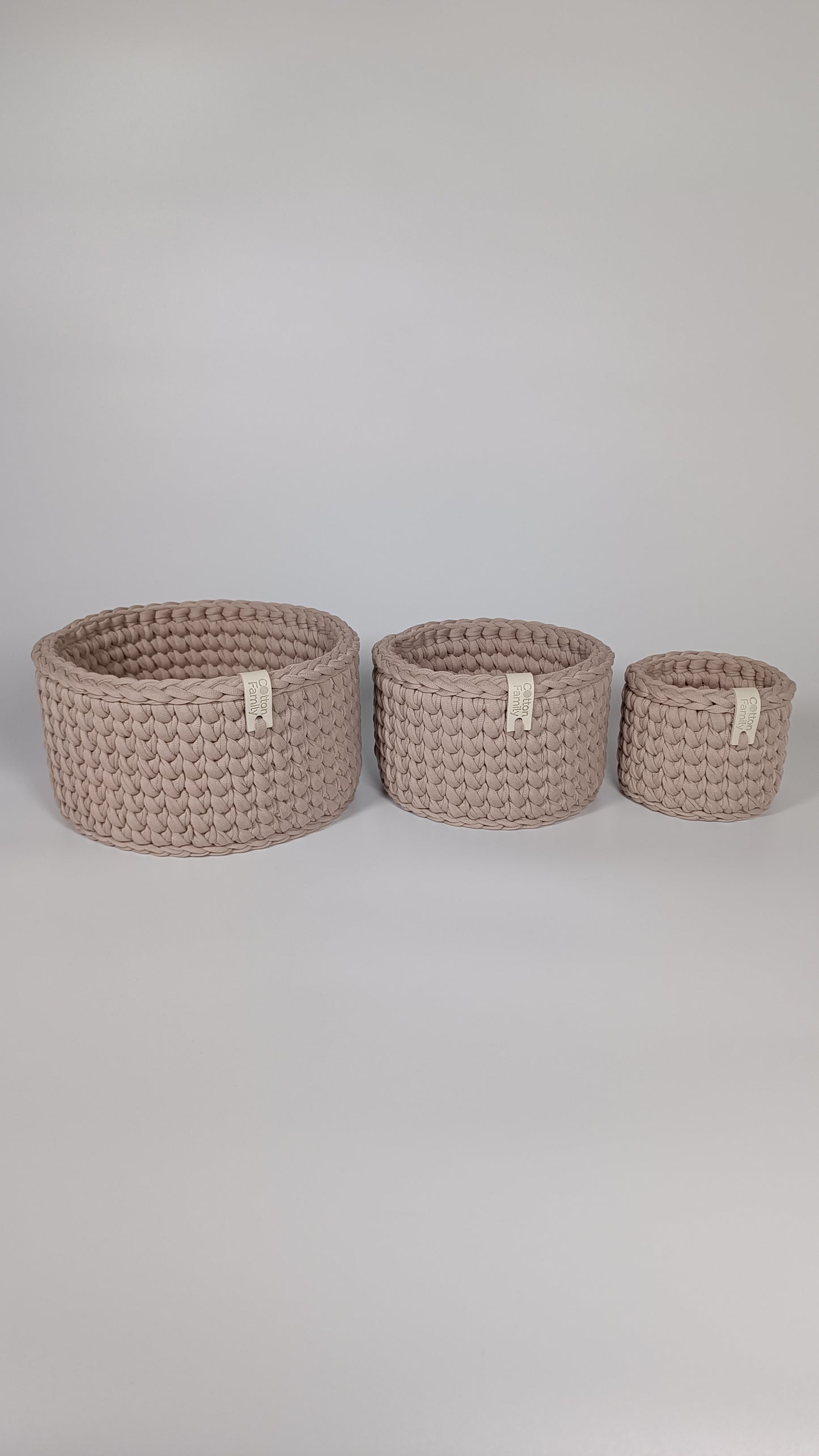 CLASSIC Set — French Gray | Handmade Round Crochet Storage Baskets (Set of 3)