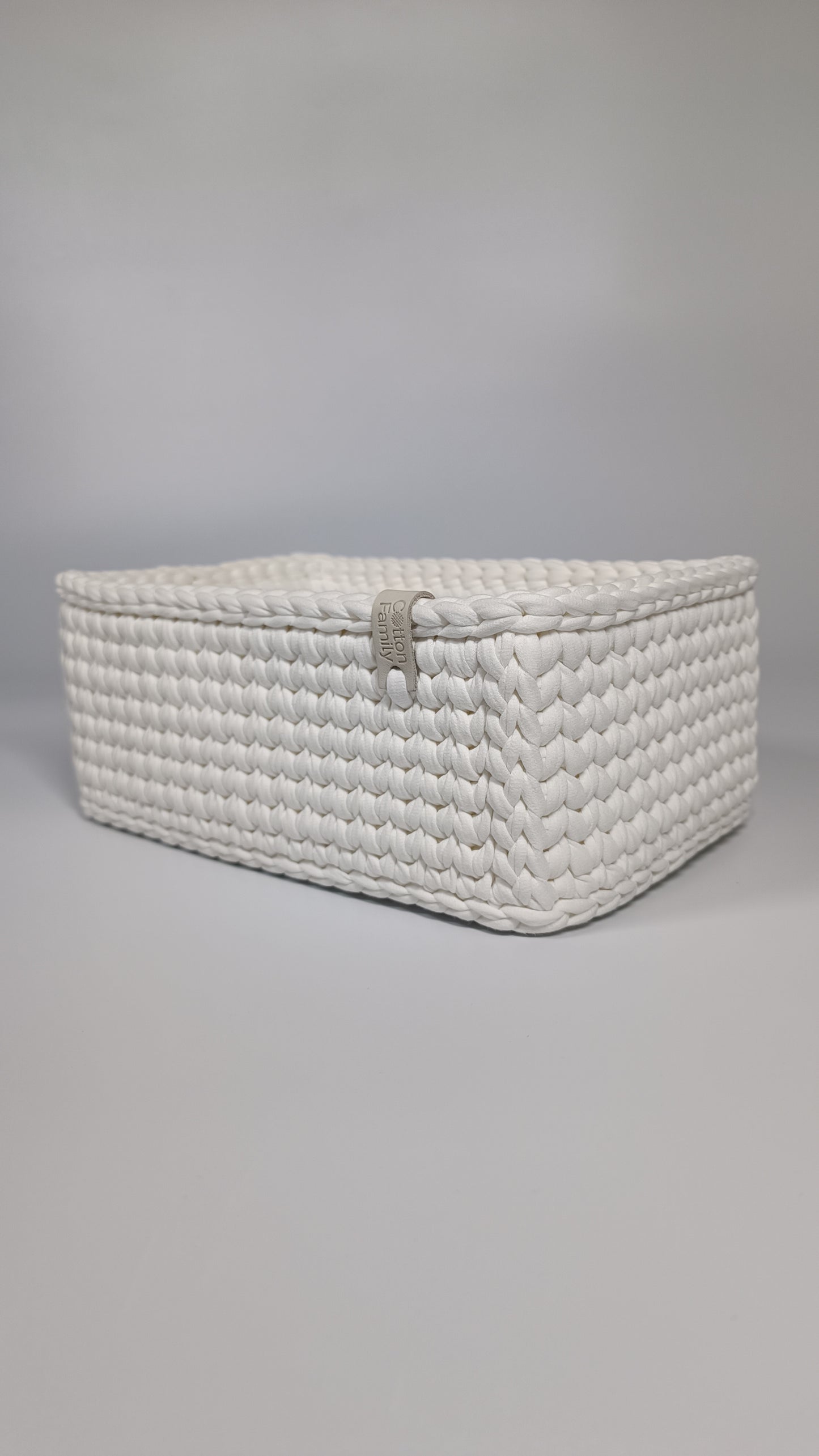 RECTO Basket — Milk | Handmade Crochet Organizer with Knitted Bottom