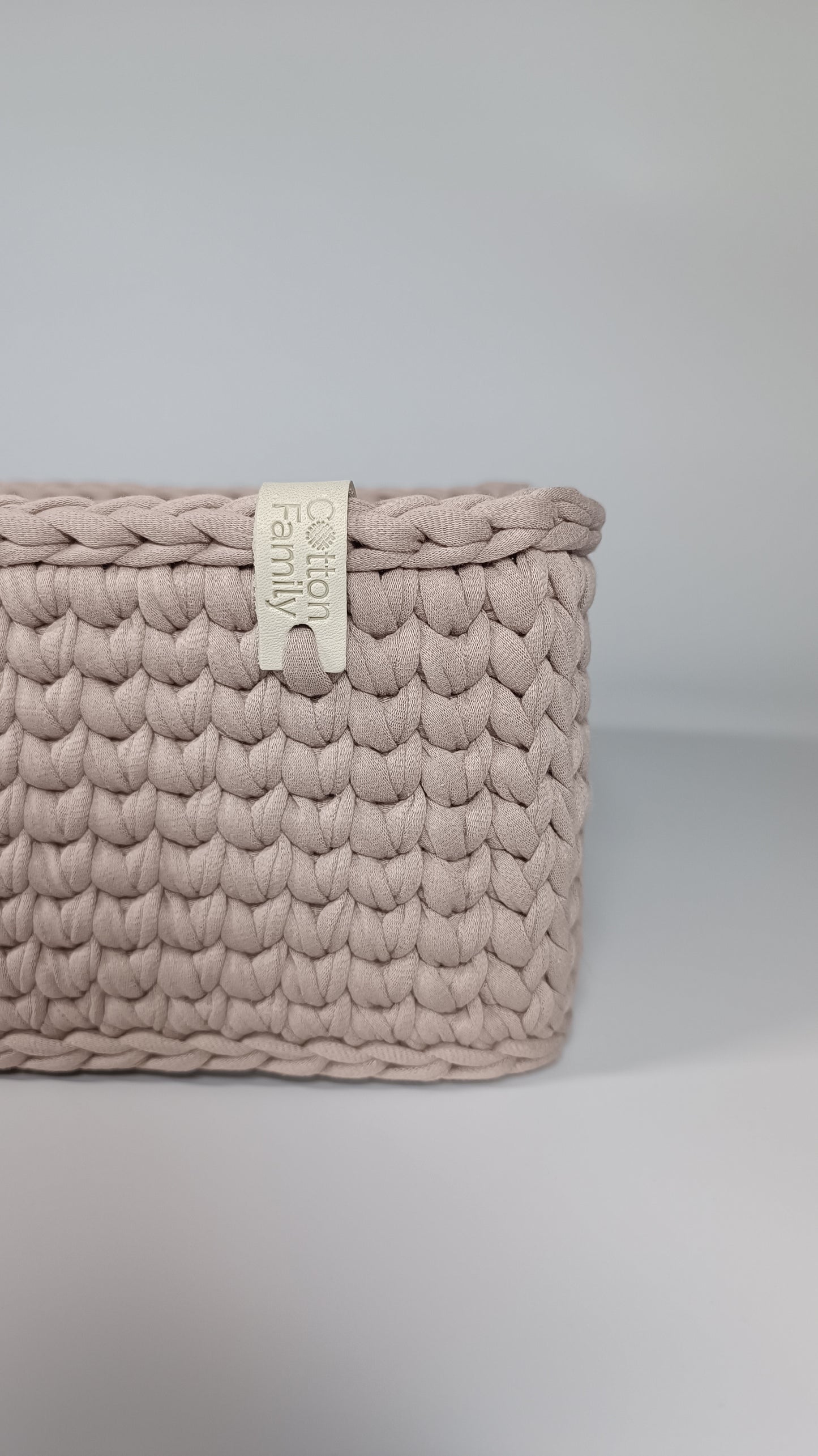 RECTO Basket — French Gray | Handmade Crochet Organizer with Knitted Bottom