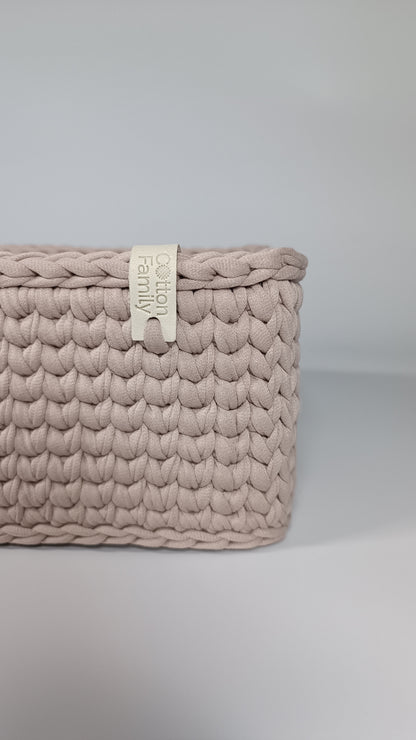 RECTO Basket — French Gray | Handmade Crochet Organizer with Knitted Bottom