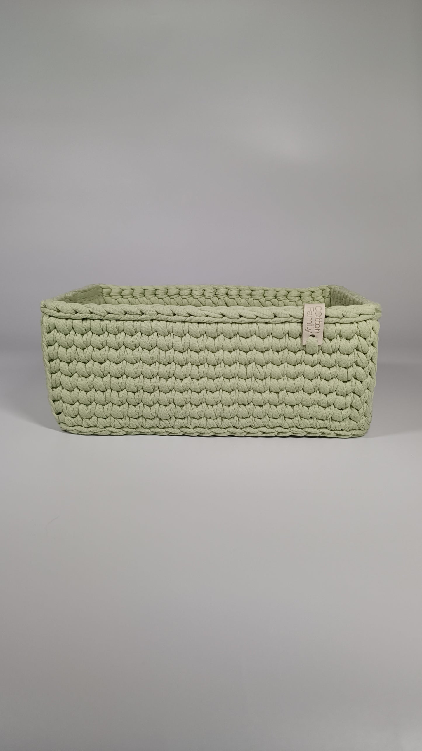 RECTO Basket — Matcha | Handmade Crochet Organizer with Knitted Bottom
