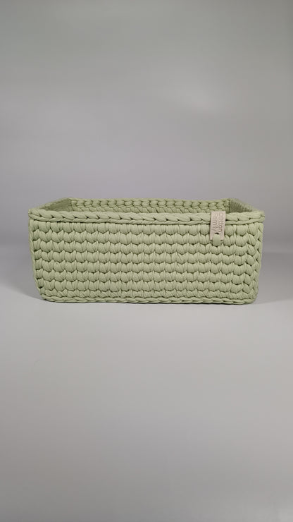 RECTO Basket — Matcha | Handmade Crochet Organizer with Knitted Bottom