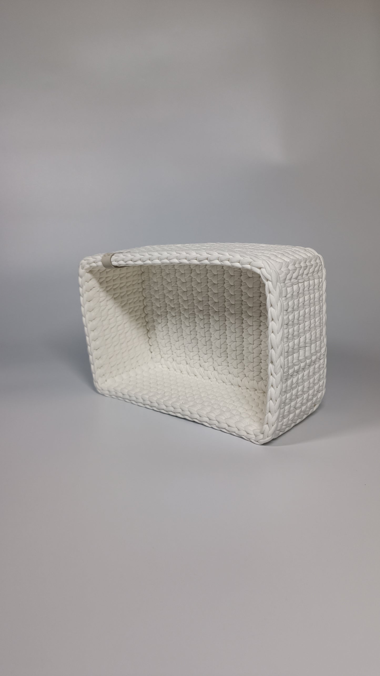 RECTO Basket — Milk | Handmade Crochet Organizer with Knitted Bottom